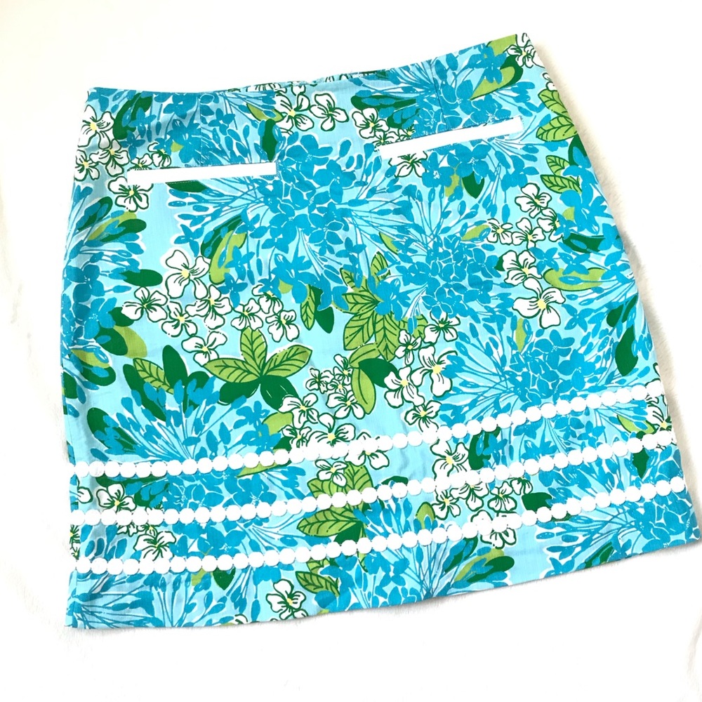 Lilly Pulitzer A-line Mini Skirt Blue Flower NWOT